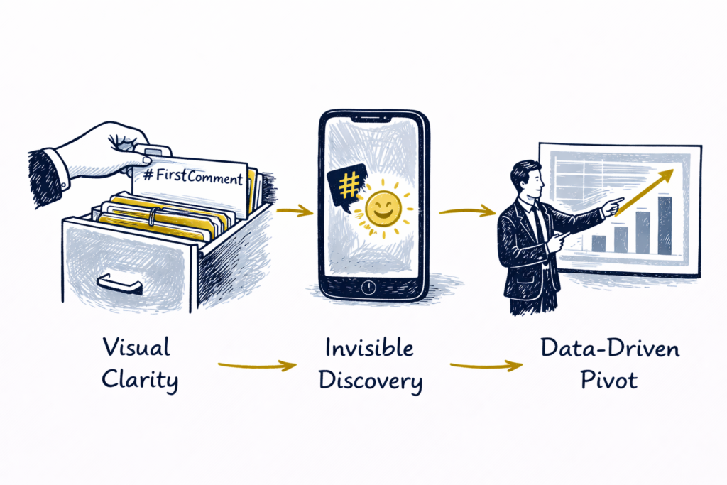 the 3 step strategy visual clarity, invisible discovery, and data driven pivoting