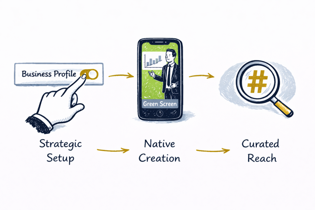 the 3 step tiktok launch setup, create, and reach