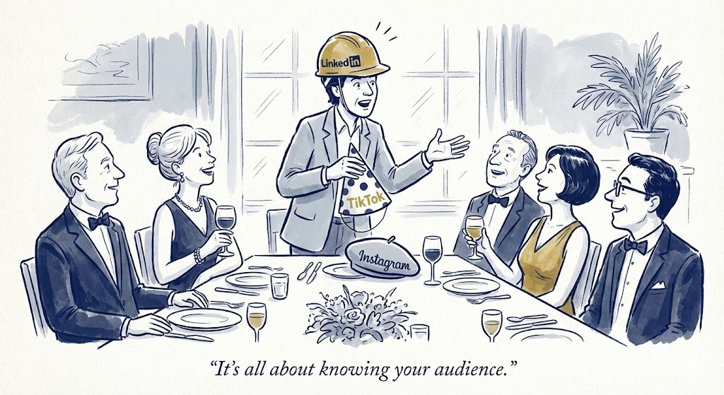 the art of adaptation to share effectively, you must wear the right hat for the right room.