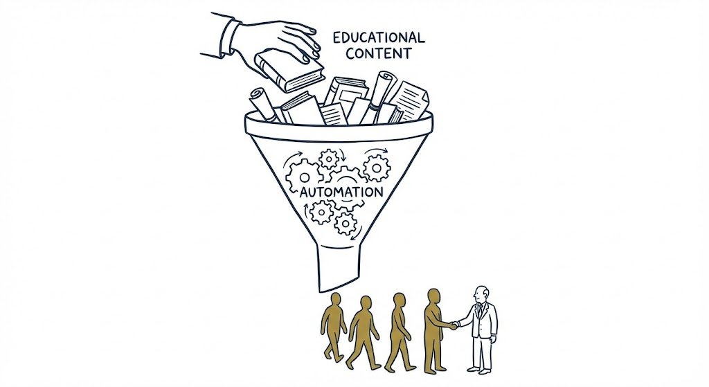 the campaign engine turning educational content into qualified client relationships through automation.