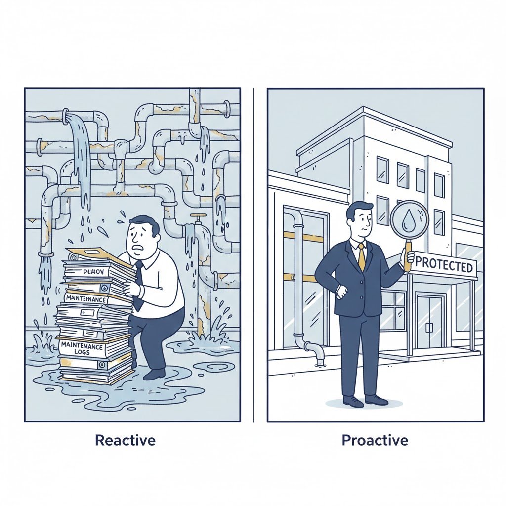 the choice in management hiding from risks versus actively protecting residents.