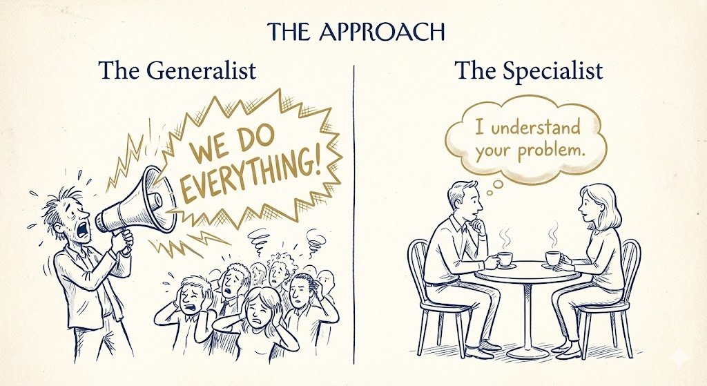 the connection gap shouting at everyone reaches no one; listening to someone reaches the right one.