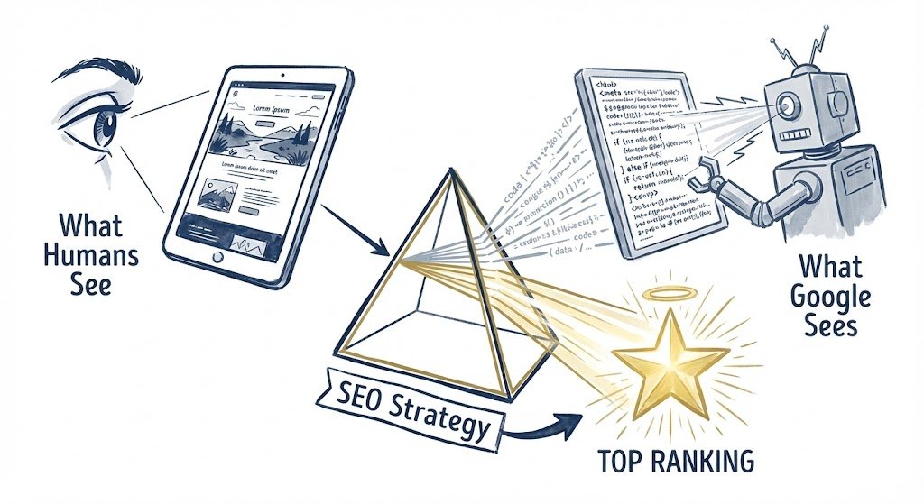 the digital prism seo translates your design into a language google understands.