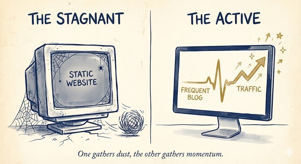 the digital pulse fresh content keeps your business alive in the eyes of google.