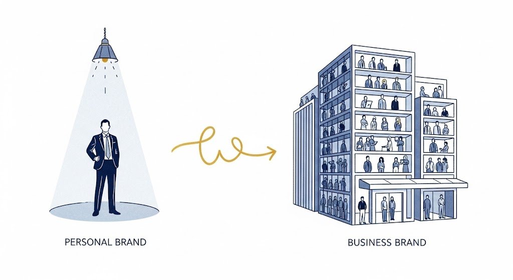 the friction choosing between the spotlight of a personal brand and the structure of a business brand.