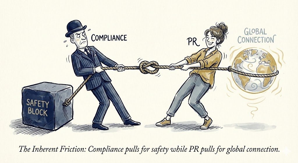 the inherent friction compliance pulls for safety while pr pulls for global connection