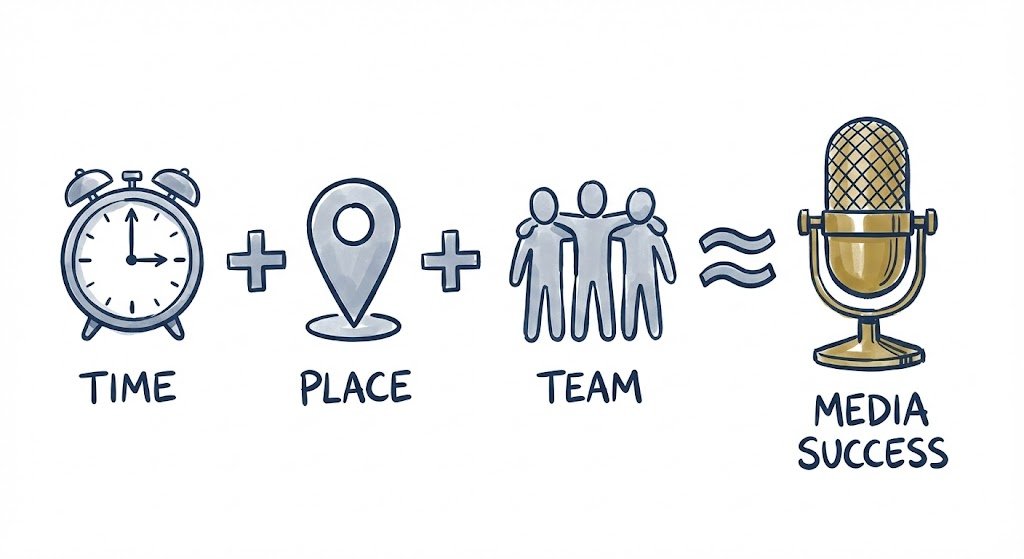 the media equation success requires the right time, the right place, and the right team.