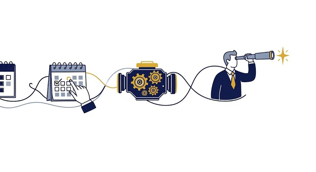 the path to success commitment, momentum, and vision.