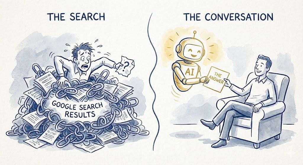 the shift moving from hunting for links to receiving answers.