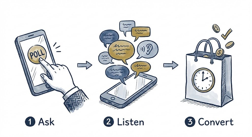 the story strategy ask, listen, and convert.