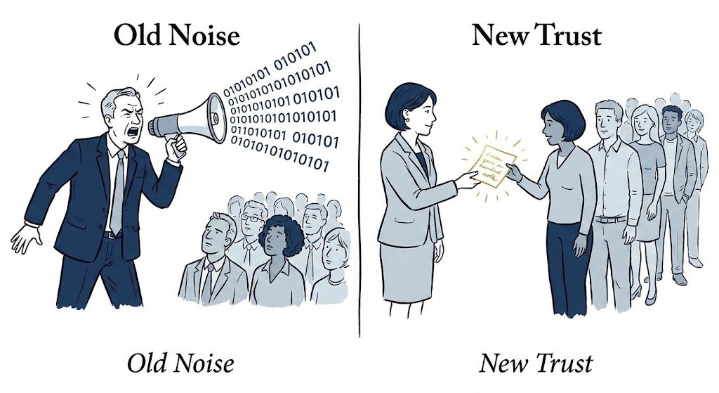 the strategy shift moving from high volume digital noise to high value digital trust.