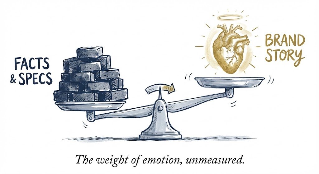 the weight of connection facts tell, but stories sell.